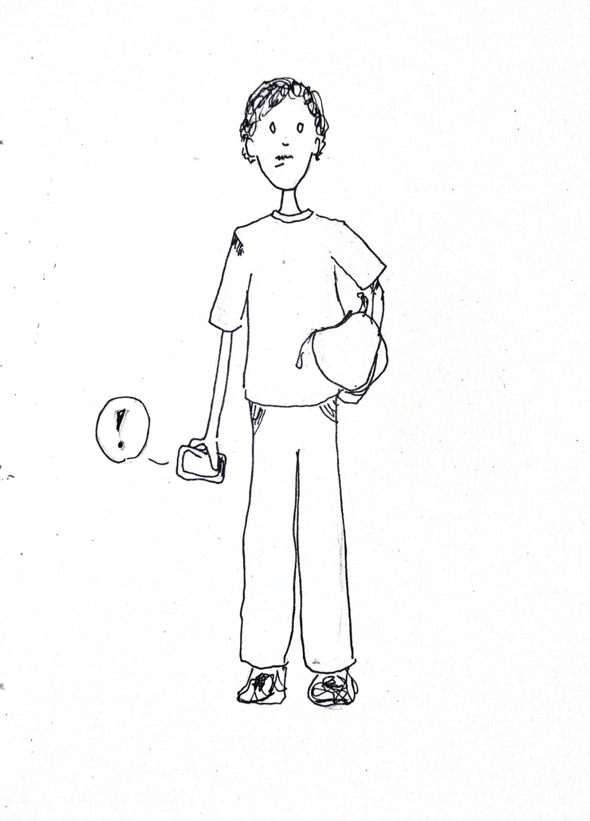 an illustration of a bike taxi driver holding their phone in one hand and their helmet in the other